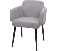 Chaise de salle à manger HWC-L13, chaise rembourrée Chaise de cuisine avec accoudoirs, tissu/textile métal MVG ~ gris