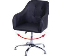 Chaise De Salle À Manger Hwc-L92, Chaise De Cuisine Avec Accoudoirs, Pivotante Réglable En Hauteur Métal Similicuir Noir Multicolore