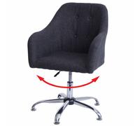 Chaise De Salle À Manger Hwc-L92, Chaise De Cuisine Avec Accoudoirs, Pivotante Réglable En Hauteur Métal Tissu/Textile Gris Foncé Gris