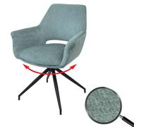 Chaise De Salle À Manger Hwc-M53, Chaise De Cuisine Rembourrée Avec Accoudoirs, Pivotante Auto-Position, Métal Tissu/Textile Gris-Bleu Multicolore