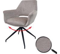 Chaise de salle à manger HWC-M53 pivotante Auto-Position, métal tissu taupe