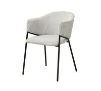 Chaise de salle à manger IMANY - Velours côtelé gris clair - Accoudoirs - Pieds en métal noir - Style design / industriel