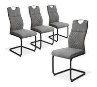 Chaise de Salle à Manger - jiexi - Ensemble 4 pièces - Dossier Haut - Siège Rembourré - Pieds Chromés