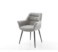 Chaise-de-salle-à-manger Kaira-Flex tissu structuré doux gris 4 pieds coniques noir