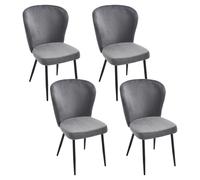 Chaise de salle à manger Kaufhof en velours à quatre pieds, ensemble de 4, gris