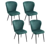 Chaise de salle à manger Kaufhof en velours à quatre pieds, ensemble de 4, vert olive