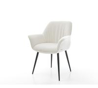 Chaise-de-salle-à-manger Keila-Flex avec accoudoirs bou oux beige 4 pieds coniques noir