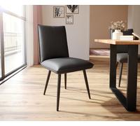 Chaise-de-salle-à-manger Lelio-Flex cuir de vache noir 4 pieds coniques noir ressorts ensachés