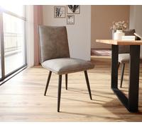 Chaise-de-salle-à-manger Lelio-Flex microvelours taupe vintage 4 pieds coniques noir ressorts ensachés