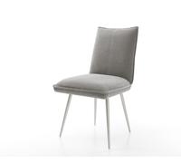 Chaise-de-salle-à-manger Lelio-Flex tissu structuré doux gris 4 pieds coniques acier inoxydable resorts ensachés