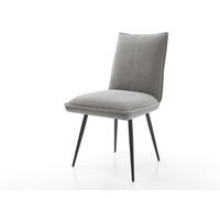Chaise-de-salle-à-manger Lelio-Flex tissu structuré doux gris 4 pieds coniques noir resorts ensachés