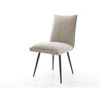 Chaise-de-salle-à-manger Lelio-Flex tissu tissé doux beige 4 pieds coniques noir resorts ensachés