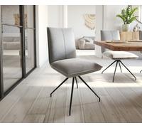 Chaise-de-salle-à-manger Lelio-Flex velours gris pied croisé conique noir ressorts ensachés