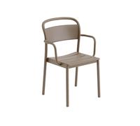 Chaise de Salle à Manger Linear en Acier avec Accoudoirs, Couleur Taupe