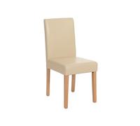 Chaise de salle à manger Littau, chaise de cuisine, cuir crème, pieds clairs