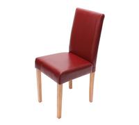 Chaise de salle à manger Littau, chaise de cuisine, cuir rouge, pieds clairs