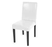 Chaise de salle à manger Littau, chaise de cuisine, similicuir blanc, pieds foncés