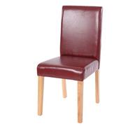 Chaise de salle à manger Littau, chaise de cuisine, similicuir rouge-brun, pieds clairs