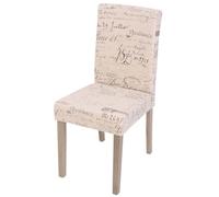 Chaise de salle à manger Littau, chaise de cuisine, tissu/textile crème d'écriture, pieds marron