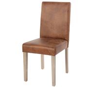 Chaise de salle à manger Littau tissu textile simili-daim pieds marron