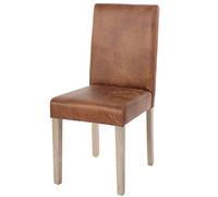 Mendler Chaise de Salle à Manger Littau Tissu Textile Simili-Daim Pieds Marron