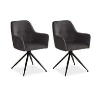 Lot de 2 Chaise de Salle à Manger pivotante Accoudoirs | Cord Gris Homestyle4u