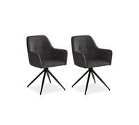 Lot de 2 Chaise de Salle à Manger pivotante Accoudoirs | Cord Gris Homestyle4u