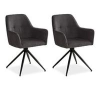 Lot de 2 Chaise de Salle à Manger pivotante Accoudoirs | Cord Gris Homestyle4u