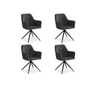 Lot de 4 Chaise de Salle à Manger pivotante Accoudoirs | Cord Gris Homestyle4u