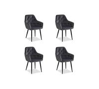 Chaise Salle à Manger Lot de 4 Chaises Cuisine Velours Gris Fauteuil Homestyle4u