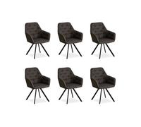 Homestyle4u Chaises de salle à manger 2350 - Lot de 6 rembourrées avec accoudoirs, gris