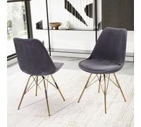 Chaise de salle à manger, lot de 2 FineBuy Chaise de cuisine Cord Cara Tissu Chaise Scandinave