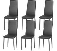 Chaise de Salle à Manger Lot de 6, DEWINNER Chaise de Cuisine avec Pieds en métal, Chaise de Salon rembourrée, Noir