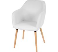 Chaise de salle à manger Malmö T381, chaise de cuisine, design rétro des années 50 ~ similicuir, blanc, pieds clairs