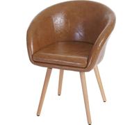 Chaise De Salle À Manger Malmö T633, Fauteuil, Design Rétro Des Années 50 Similicuir, Aspect Daim Marron