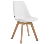 Chaise de Salle à Manger Manado Similicuir I Chgaise Scandinave Pieds en Bois I Hauteur Assise 47 cm I Charge Max. 120 kg, Couleur:Blanc, Couleur du Cadre:Natura