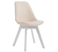 Chaise de Salle à Manger Manado Similicuir I Chgaise Scandinave Pieds en Bois I Hauteur Assise 47 cm I Charge Max. 120 kg, Couleur:crème, Couleur du Cadre:Blanc