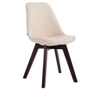 Chaise de Salle à Manger Manado Similicuir I Chgaise Scandinave Pieds en Bois I Hauteur Assise 47 cm I Charge Max. 120 kg, Couleur:crème, Couleur du Cadre:Noyer