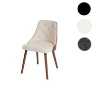 Chaise de salle à manger MCW-A75, aspect noyer ~ simili cuir crème