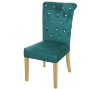 Chaise de salle à manger HWC-D22 velours riveté vert foncé pieds dorés