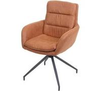 Chaise de salle à manger HWC-K32, fauteuil chaise, pivotante position auto, tissu/textile aspect daim marron