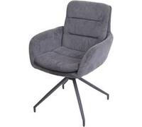 Chaise de salle à manger HWC-K32, fauteuil chaise, pivotante position auto, tissu/textile cord - gris