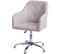 Chaise de salle à manger HWC-L92, chaise de cuisine avec accoudoirs, pivotante réglable en hauteur métal textile crème