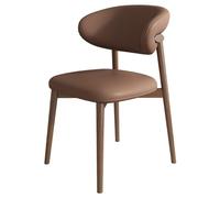 Chaise de salle à manger mi-siècle en cuir synthétique - Chaise longue sans accoudoirs avec surface imperméable et pieds en bois pour cuisine, restaurant, salon et chambre à coucher