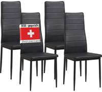 Chaises Milano noir - ALBATROS - Lot de 4 - Métal - Simili - Intérieur - 4 places