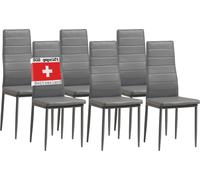 Chaises de salle à manger - ALBATROS - Milano gris - Lot de 6 - Simili cuir et métal