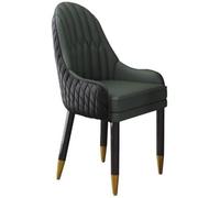Chaise de salle à manger moderne du milieu du siècle, siège rembourré en similicuir vert et noir, tabouret de cuisine élégant avec pieds en métal, meubles de salle à manger confortables pour la maison