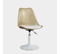 Chaise de salle à manger moderne en acrylique transparent en forme de tulipe avec dossier en polypropylène et coussin en polyuréthane, base ronde blanche, hauteur réglable, chaise pivotante à 360°,