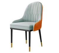 Chaise de salle à manger moderne en cuir synthétique avec dossier haut et assise douce, pieds en métal imperméable pour cuisine et salon, élégante, durable et confortable (A4)