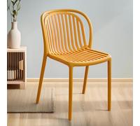 Chaise De Salle À Manger Moderne en Plastique Chaises De Jardin À Dossier Ajouré Chaise De Cuisine Empilables en Plastique Chaises D'appoint pour Salle À Manger Et Salon(Yellow,Without armrests)